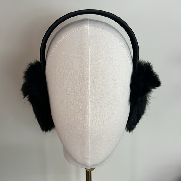 Black Rabbit fur ear muffs - Picture 2 of 7